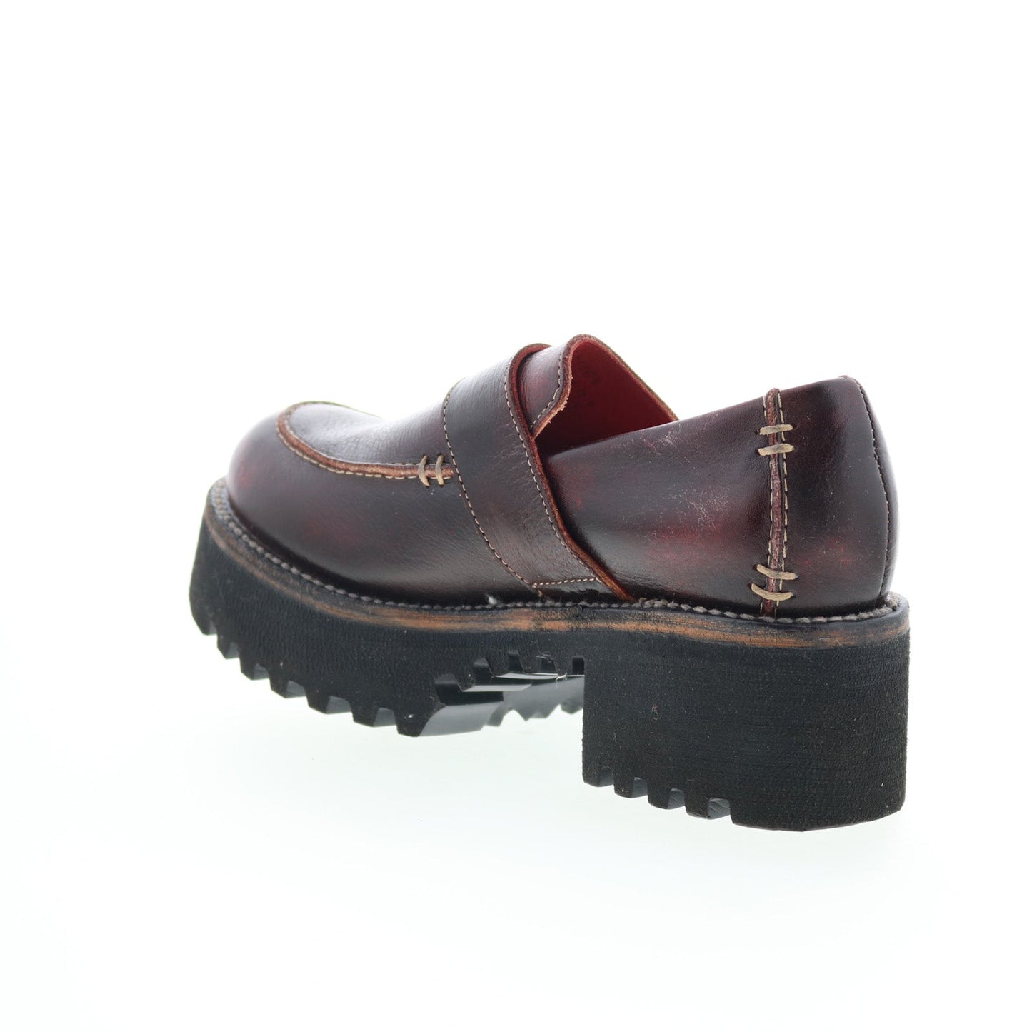 Bed Stu Kavi F346047 Womens Brown Leather Hook & Loop Loafer Flats Shoes