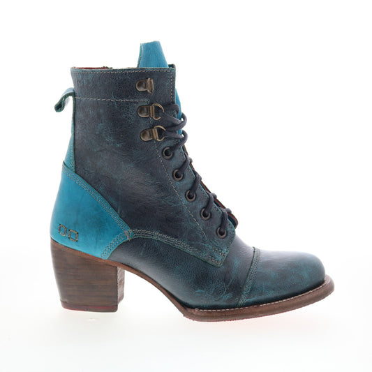 Bed Stu Judgement F385001 Womens Blue Leather Lace Up Ankle & Booties Boots