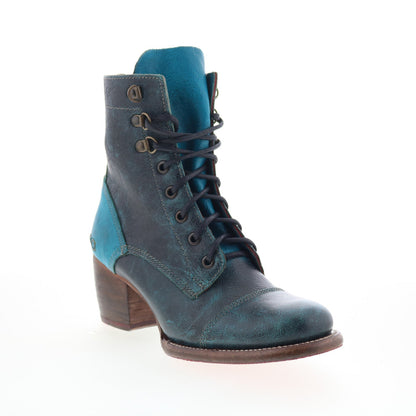 Bed Stu Judgement F385001 Womens Blue Leather Lace Up Ankle & Booties Boots