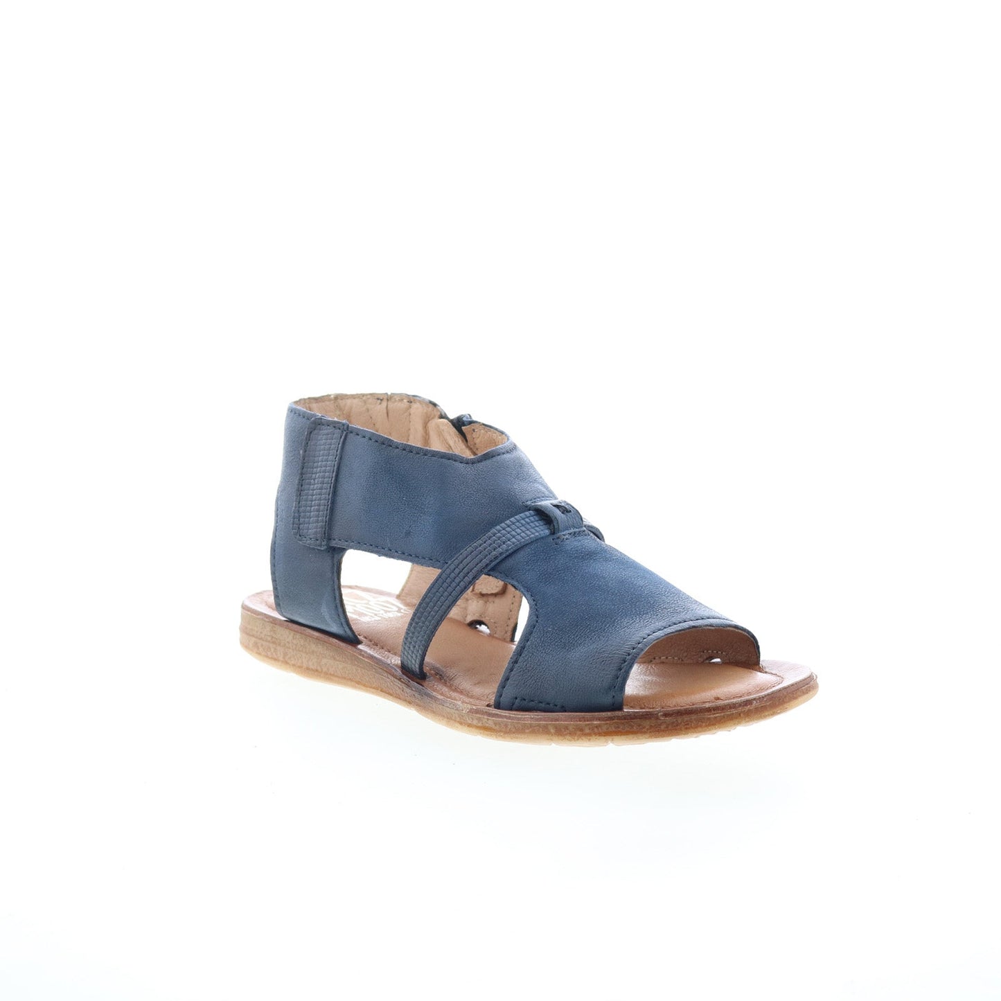 Miz Mooz Finnley Womens Blue Leather Zipper Strap Sandals Shoes