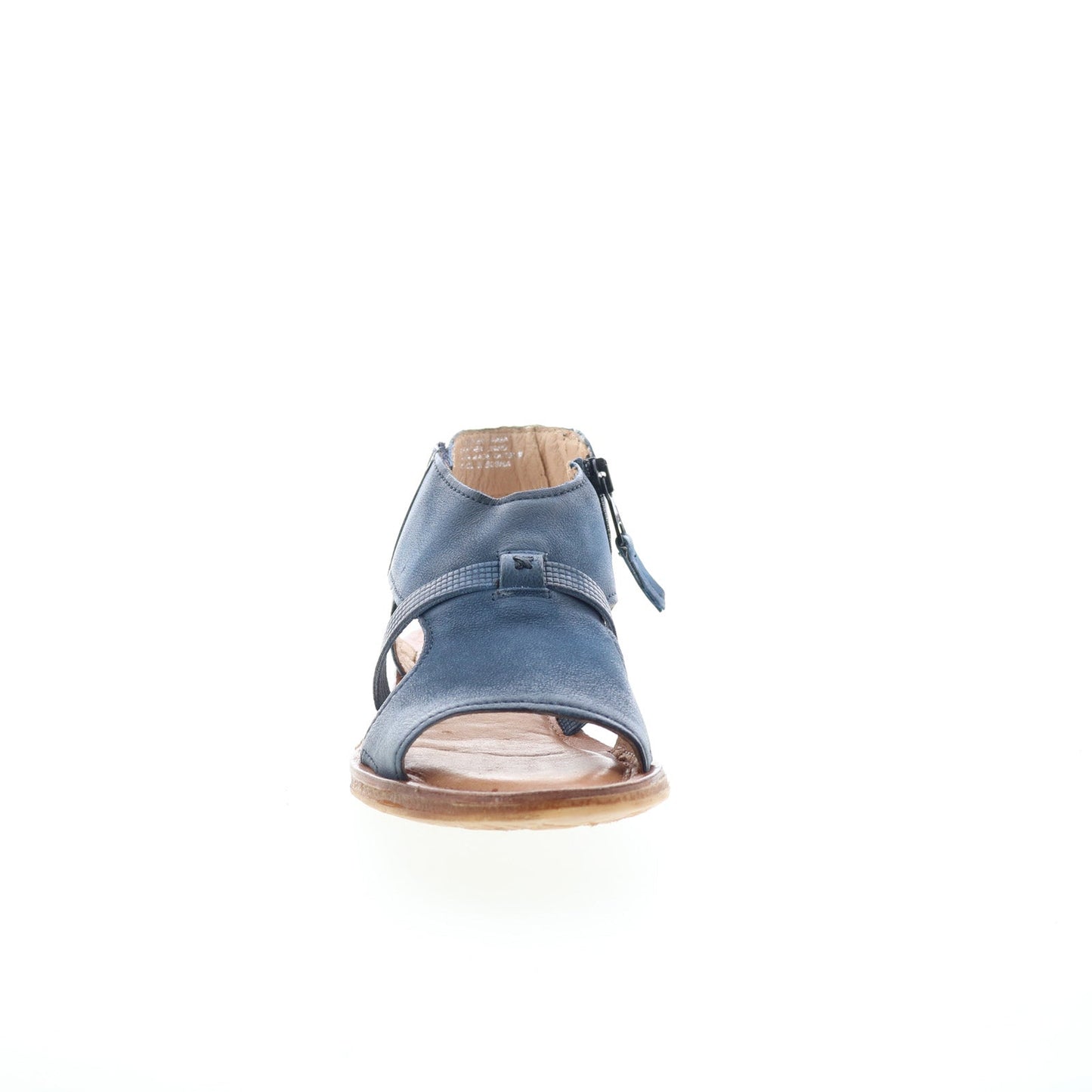 Miz Mooz Finnley Womens Blue Leather Zipper Strap Sandals Shoes