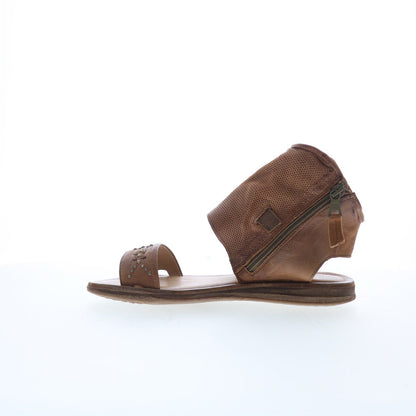 Miz Mooz Forge Womens Brown Leather Hook & Loop Gladiator Sandals Shoes
