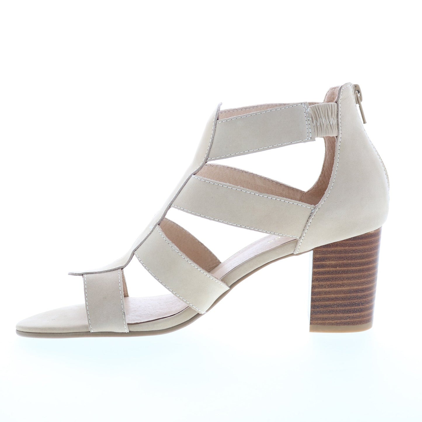 David Tate Francis Womens Beige Nubuck Zipper Strap Heels Shoes