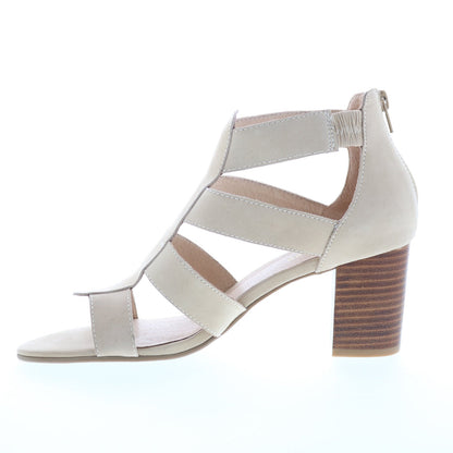 David Tate Francis Womens Beige Nubuck Zipper Strap Heels Shoes