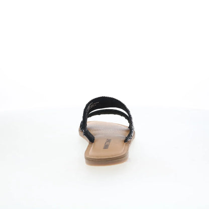 Minnetonka Franky 5918963 Womens Black Leather Slides Sandals Shoes