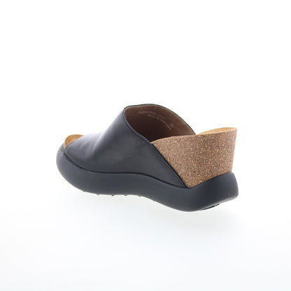 Fly London Gino GINO966FLY-000 Womens Black Leather Slides Sandals Shoes