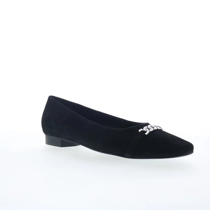Trotters Harmony T2250-003 Womens Black Nubuck Slip On Ballet Flats Shoes