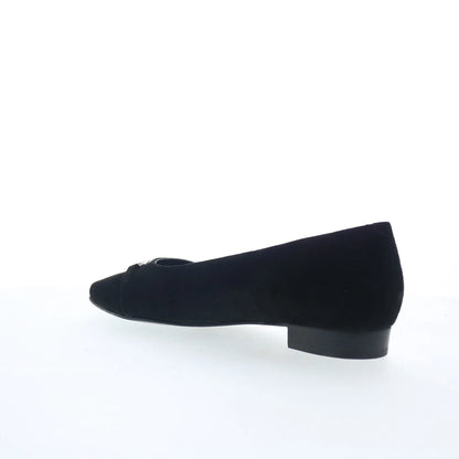 Trotters Harmony T2250-003 Womens Black Nubuck Slip On Ballet Flats Shoes