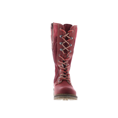Bos. & Co. Harrison Womens Red Suede Lace Up Casual Dress Boots