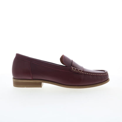 Miz Mooz Issy Womens Burgundy Leather Slip On Loafer Flats Shoes