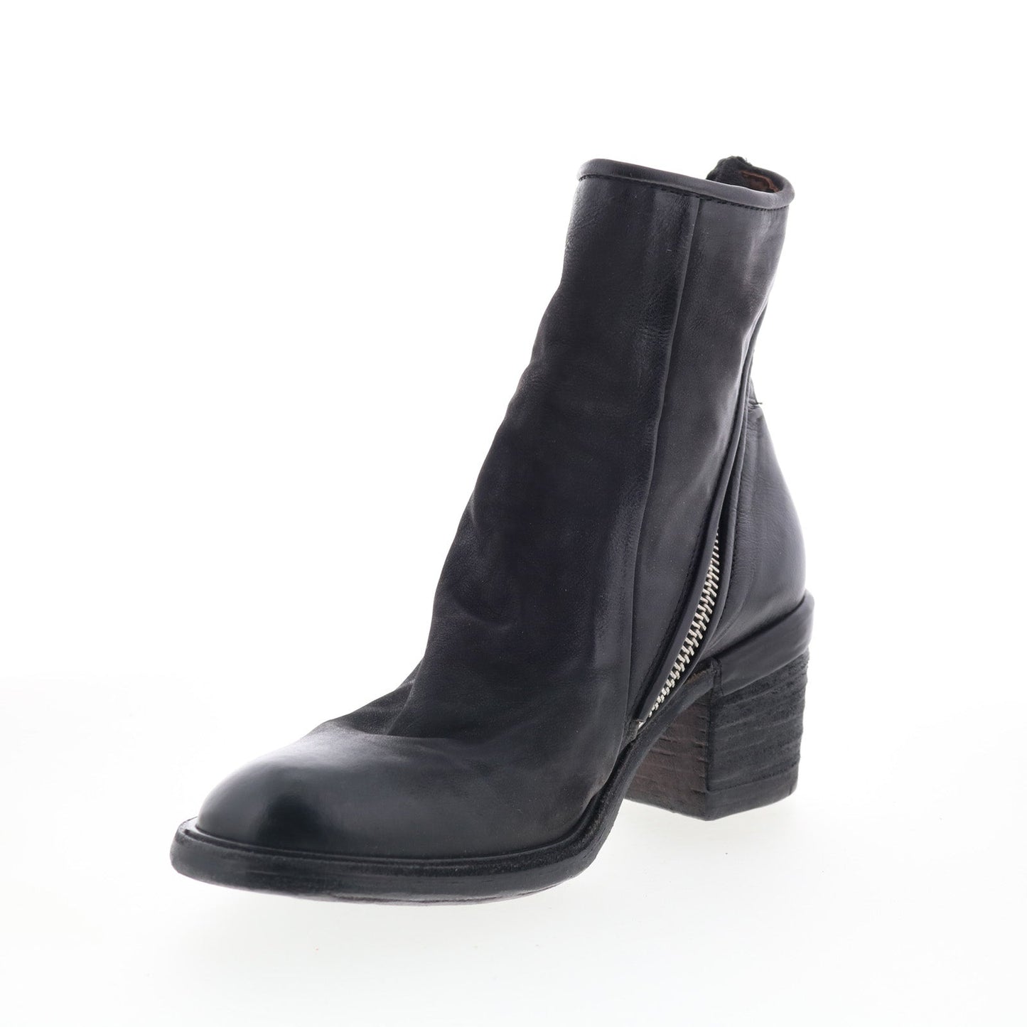 A.S. 98 Jase Womens Black Leather Zipper Ankle & Booties Boots