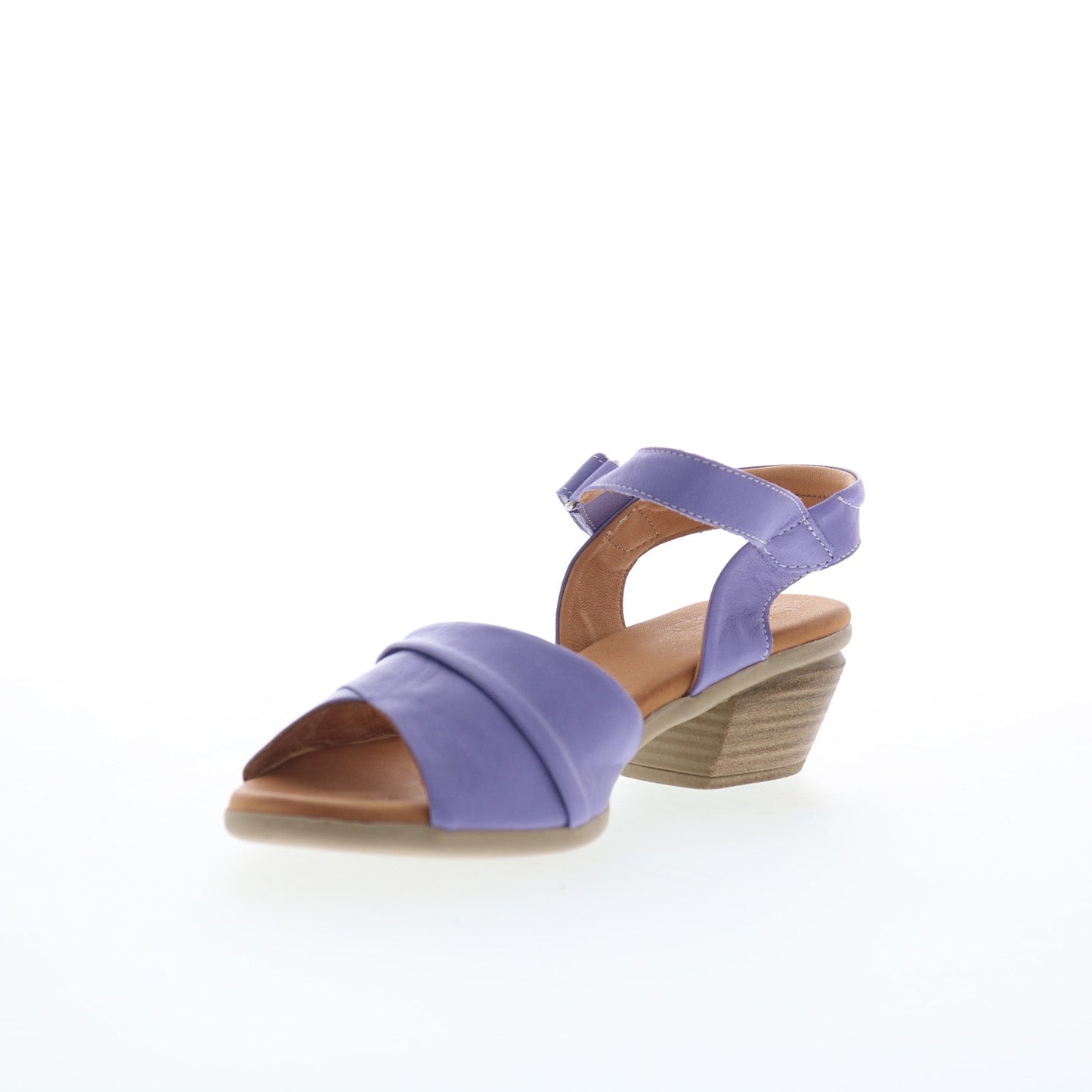 Miz Mooz Kacie Womens Purple Leather Strap Heeled Sandals Shoes