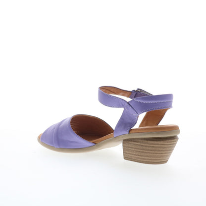 Miz Mooz Kacie Womens Purple Leather Strap Heeled Sandals Shoes
