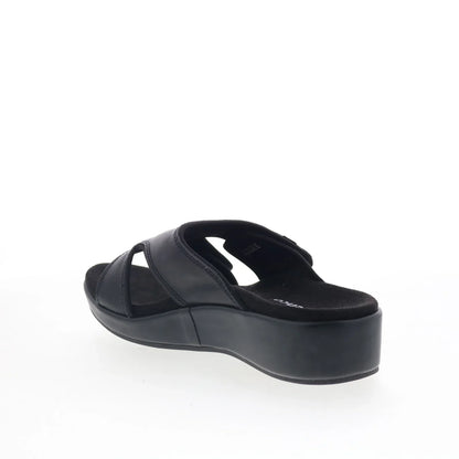 Spenco Karla Wedge SP1082BLK Womens Black Synthetic Slides Sandals Shoes