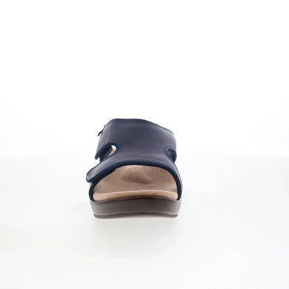 Spenco Karla Wedge SP1082PEA Womens Blue Leather Slides Sandals Shoes
