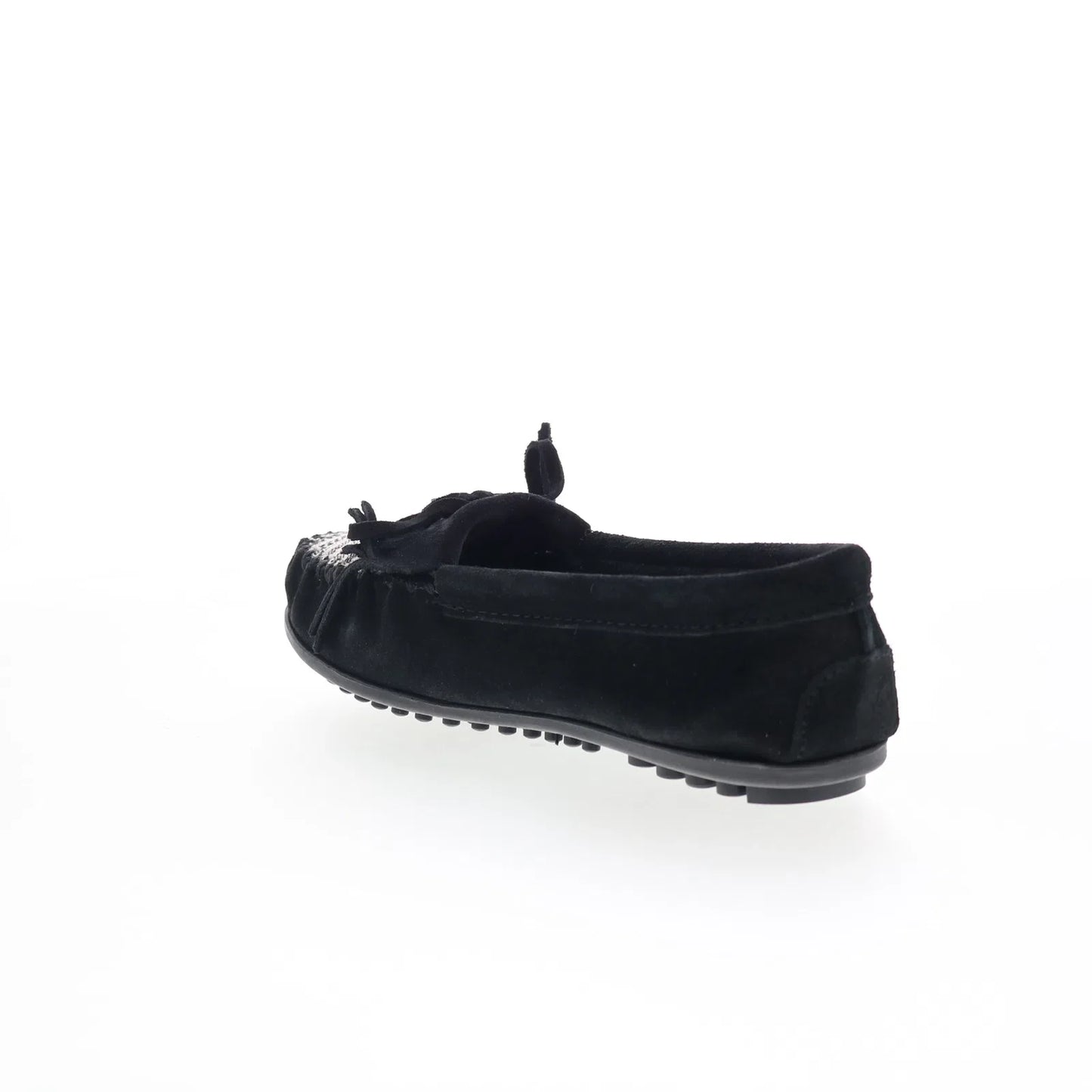 Minnetonka Kilty 410R Womens Black Suede Slip On Loafer Flats Shoes