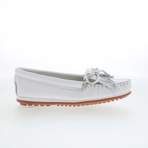 Minnetonka Kilty Plus 4324 Womens White Leather Loafer Flats Shoes