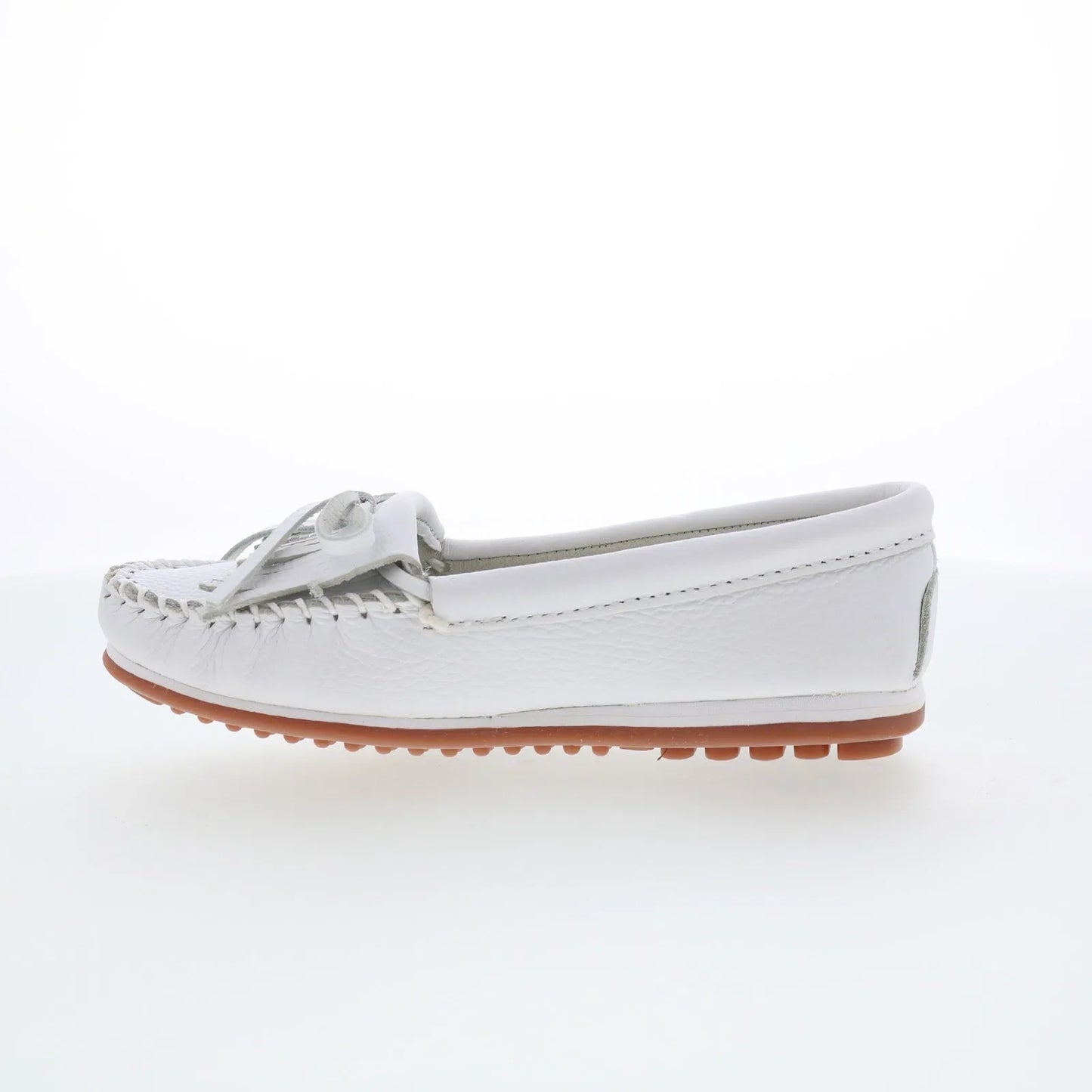 Minnetonka Kilty Plus 4324 Womens White Leather Loafer Flats Shoes