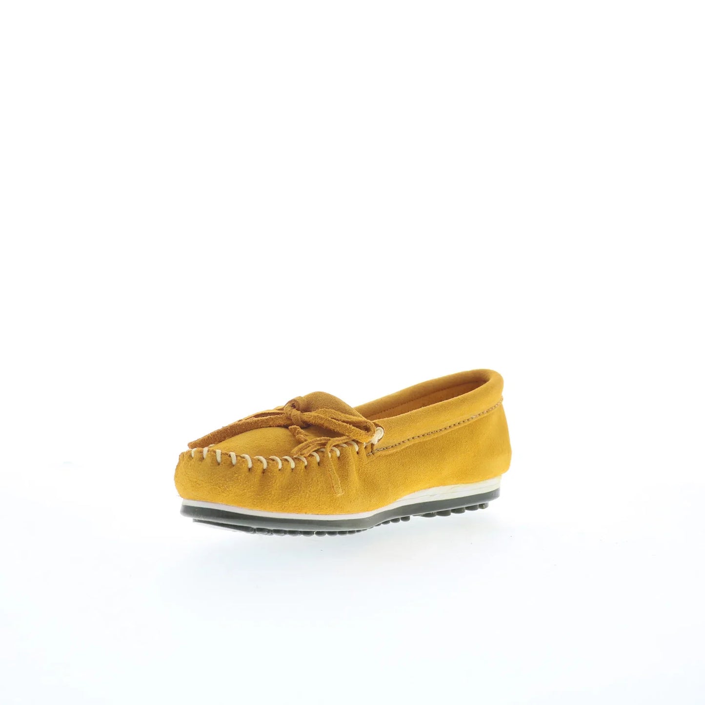 Minnetonka Kilty Plus 4330 Womens Yellow Suede Slip On Loafer Flats Shoes
