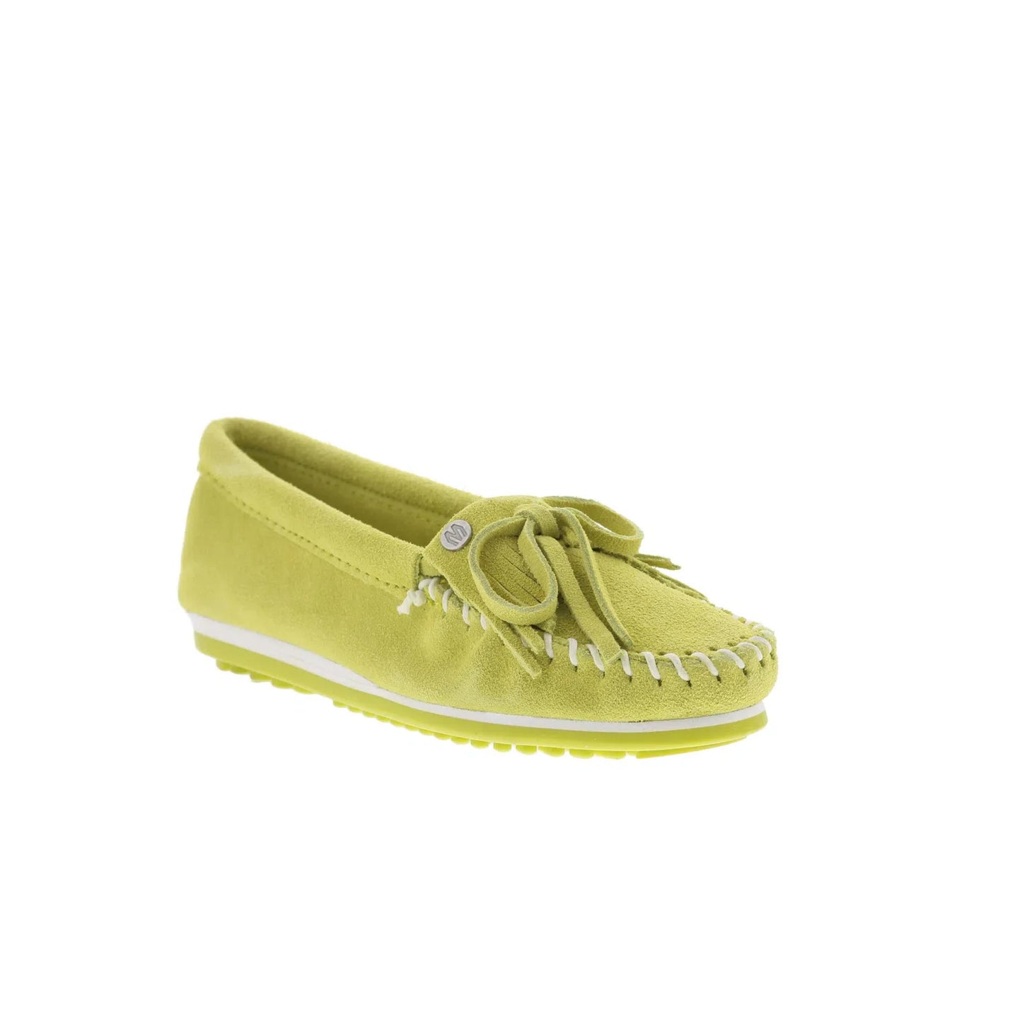 Minnetonka Kilty Plus 4332 Womens Green Suede Slip On Loafer Flats Shoes