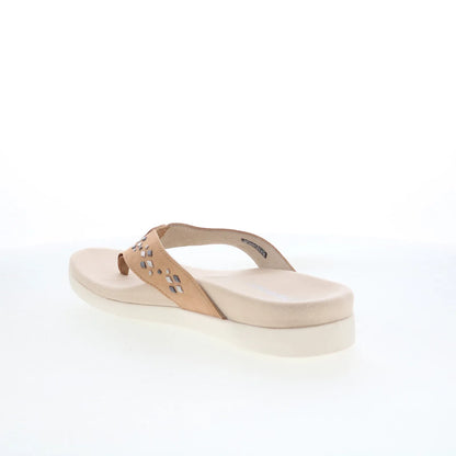 Spenco Laguna Stud SP1139TAN Womens Brown Suede Flip-Flops Sandals Shoes
