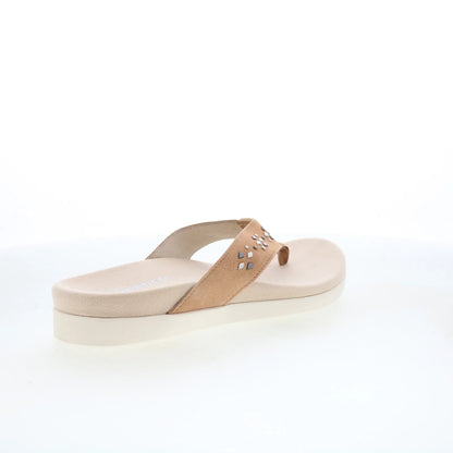 Spenco Laguna Stud SP1139TAN Womens Brown Suede Flip-Flops Sandals Shoes