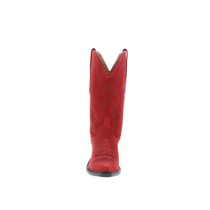 Jama Old West LF1519 Womens Red Suede Slip On Cowboy Western Boots