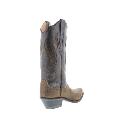 Jama Old West LF1524 Womens Brown Leather Slip On Cowboy Western Boots