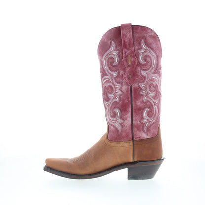 Jama Old West LF1557 Womens Brown Leather Slip On Cowboy Western Boots