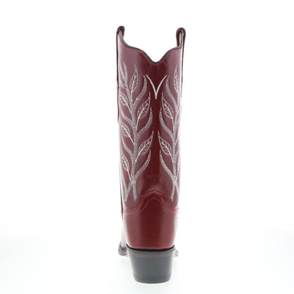Jama Old West LF1574 Womens Red Leather Slip On Cowboy Western Boots