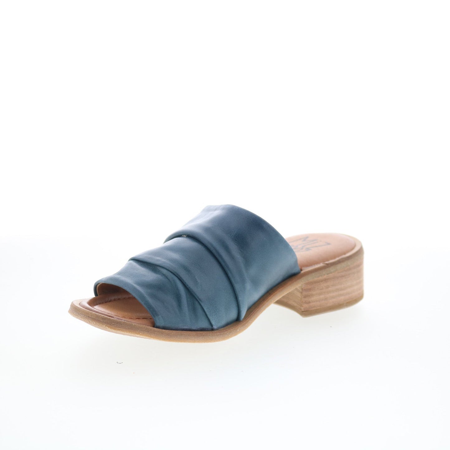 Miz Mooz Mali Womens Blue Leather Slip On Slides Sandals Shoes
