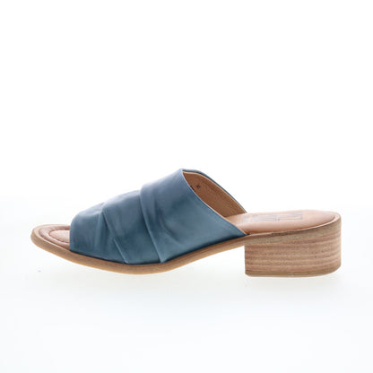 Miz Mooz Mali Womens Blue Leather Slip On Slides Sandals Shoes