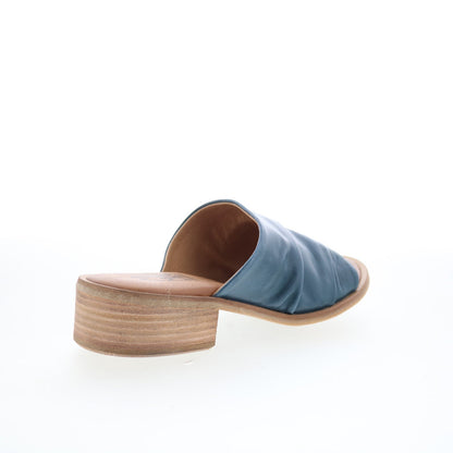 Miz Mooz Mali Womens Blue Leather Slip On Slides Sandals Shoes