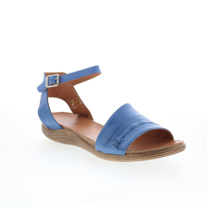 Miz Mooz Marabel Womens Blue Leather Hook & Loop Strap Sandals Shoes