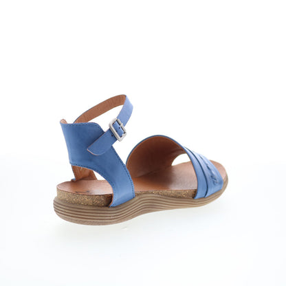 Miz Mooz Marabel Womens Blue Leather Hook & Loop Strap Sandals Shoes