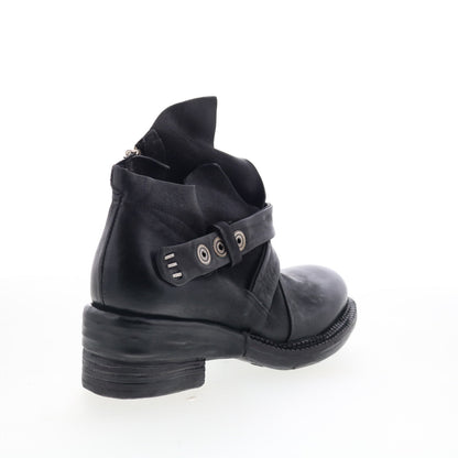 A.S. 98 Martina Womens Black Leather Zipper Ankle & Booties Boots