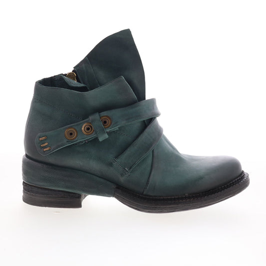 A.S. 98 Martina Womens Green Leather Zipper Ankle & Booties Boots