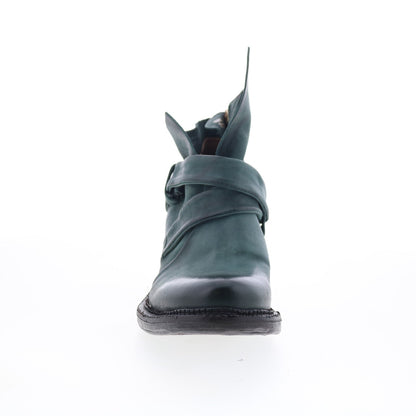 A.S. 98 Martina Womens Green Leather Zipper Ankle & Booties Boots