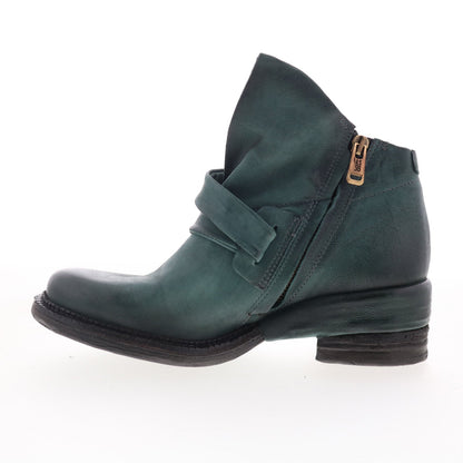 A.S. 98 Martina Womens Green Leather Zipper Ankle & Booties Boots