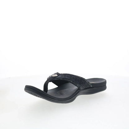 Spenco Miramar SP1223BLK Womens Black Synthetic Flip-Flops Sandals Shoes