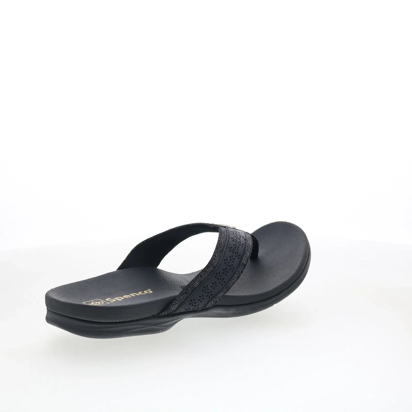 Spenco Miramar SP1223BLK Womens Black Synthetic Flip-Flops Sandals Shoes