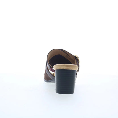 Trotters Mitzie T2515-200 Womens Brown Leather Slip On Heeled Sandals Shoes