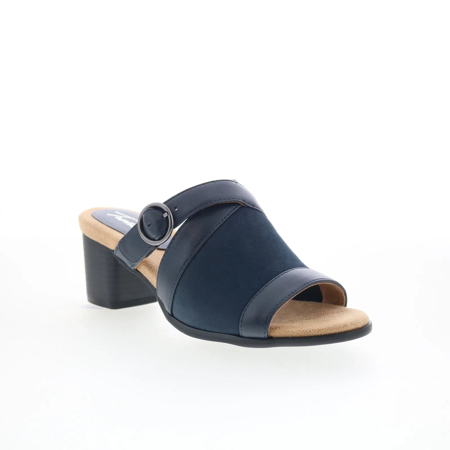 Trotters Mitzie T2515-400 Womens Blue Leather Slip On Heeled Sandals Shoes