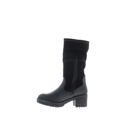 Bos. & Co. Motive Womens Black Suede Zipper Mid Calf Boots