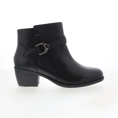 Clarks Neva Buckle 26179799 Womens Black Wide Leather Ankle & Booties Boots