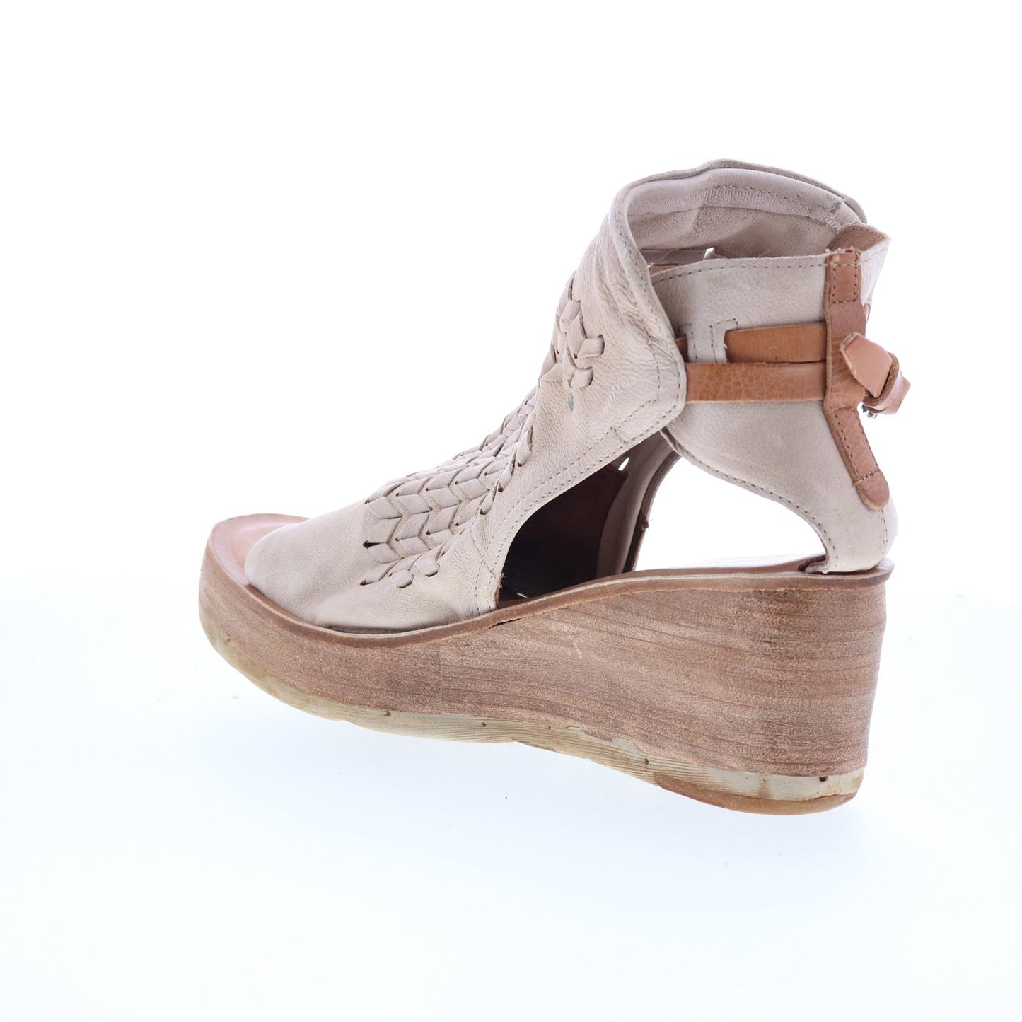 A.S. 98 Newbury Womens Gray Leather Hook & Loop Wedges Sandals Shoes