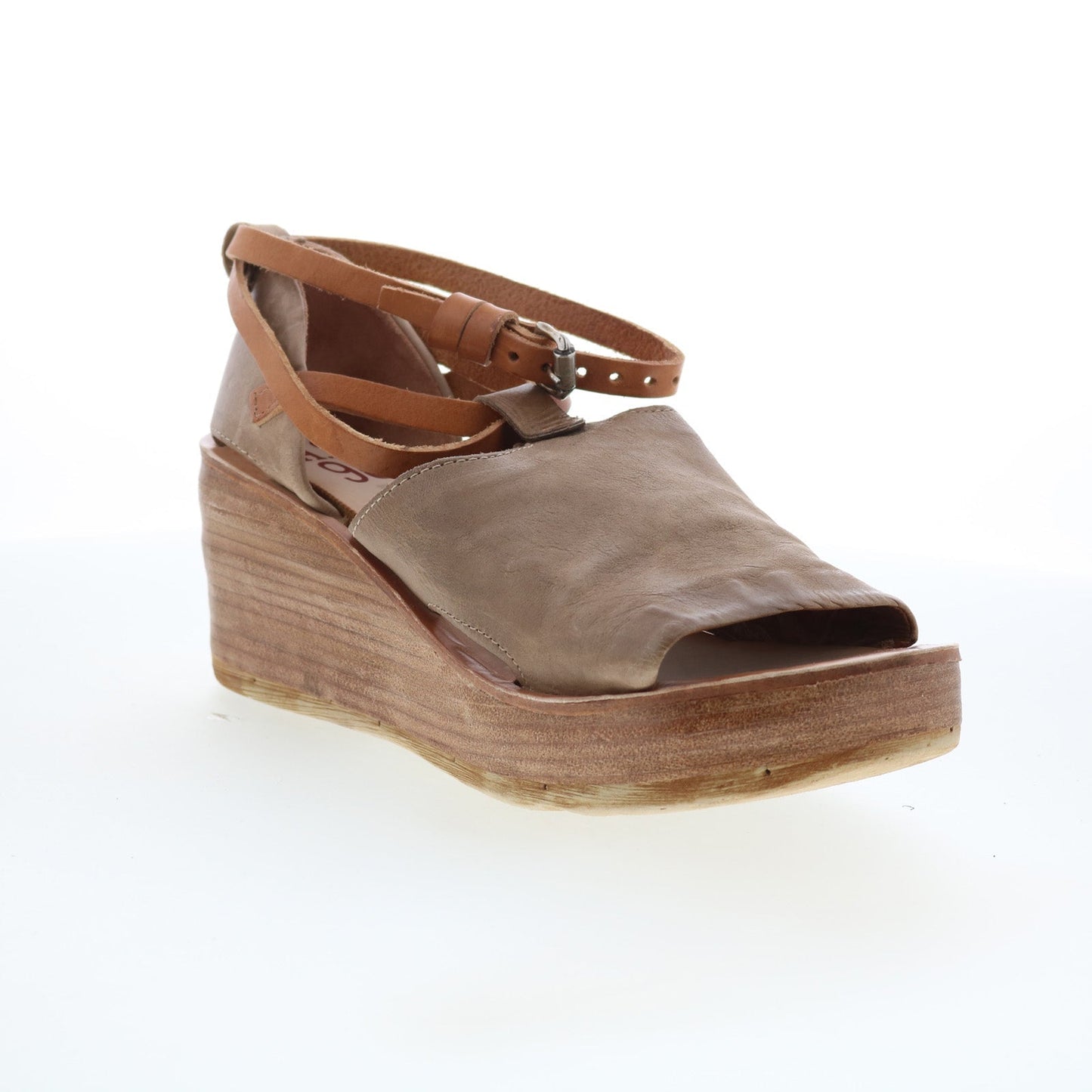 A.S. 98 Nino Womens Brown Leather Hook & Loop Wedges Sandals Shoes