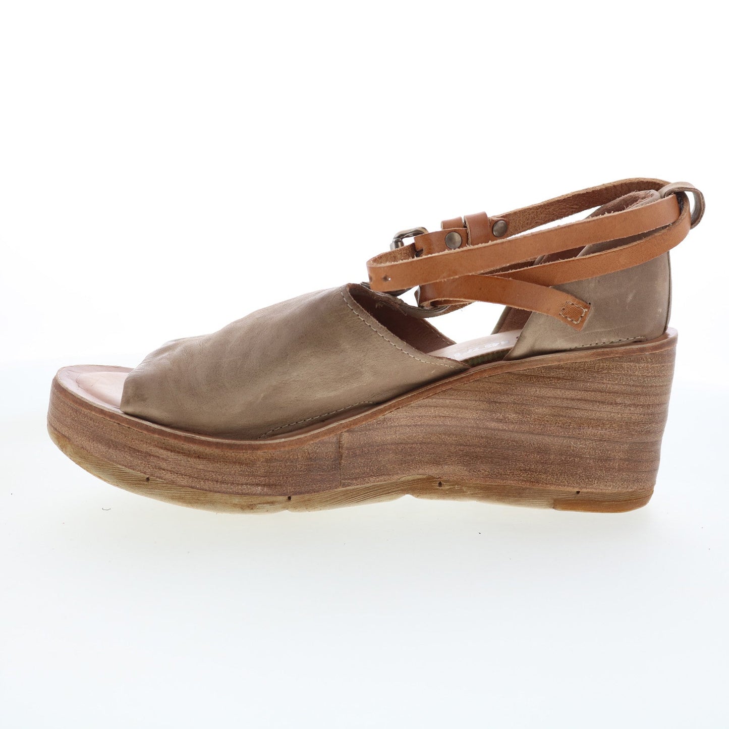 A.S. 98 Nino Womens Brown Leather Hook & Loop Wedges Sandals Shoes