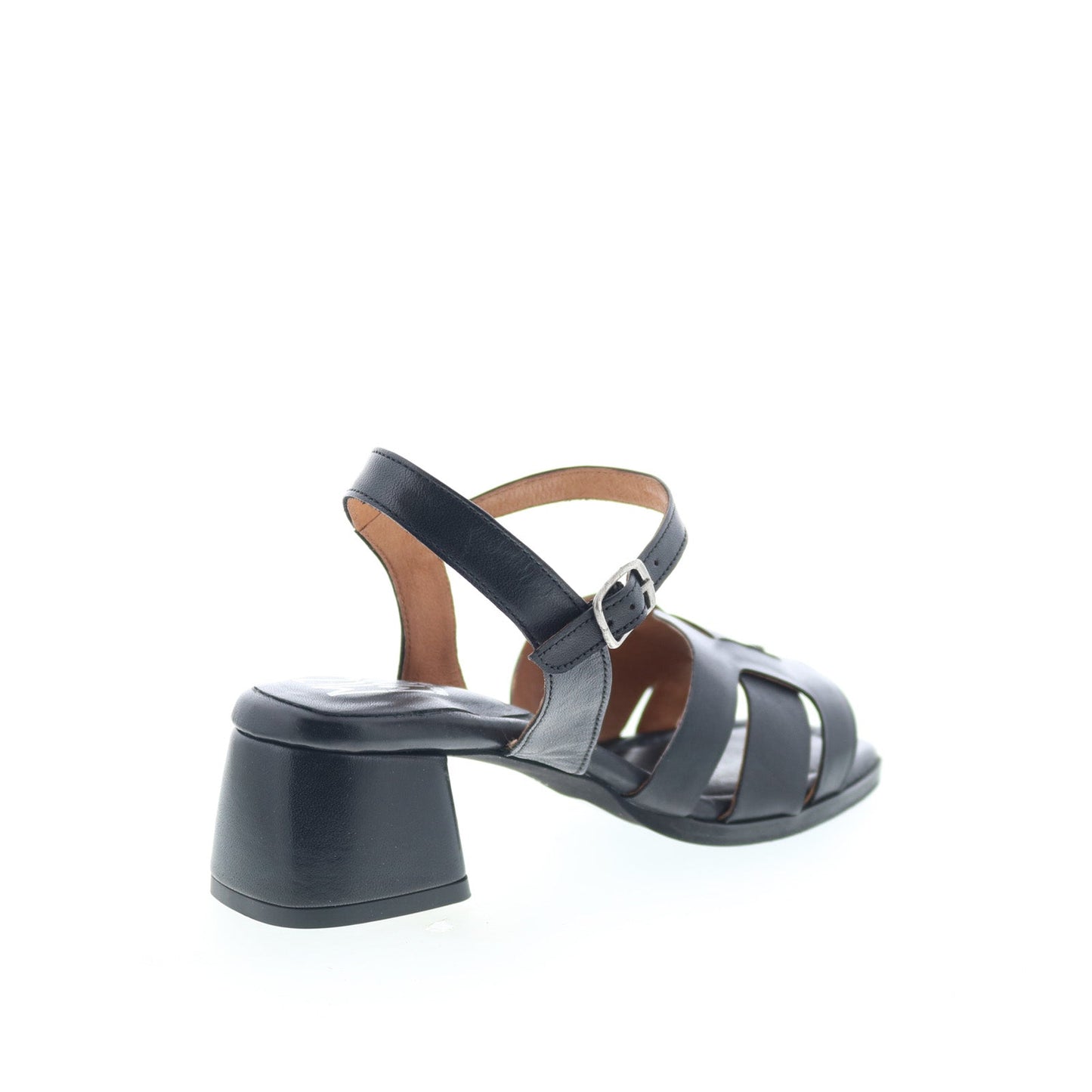 Miz Mooz Oakley Womens Black Leather Hook & Loop Heeled Sandals Shoes