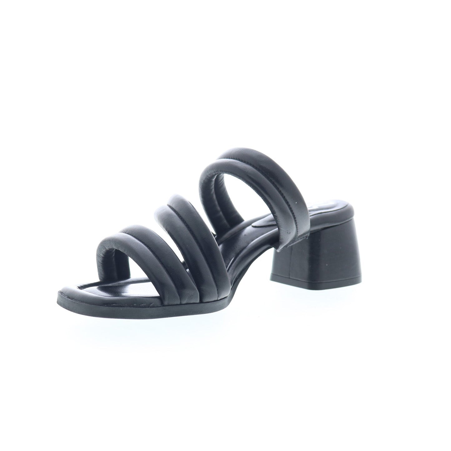 Miz Mooz Oceana Womens Black Leather Slip On Heeled Sandals Shoes